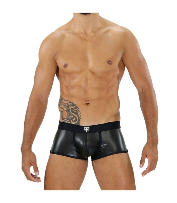 SexyMenUnderwear.com TOF PARIS Boxer FETISH Leather Imitation Stretch Fabric Low Curved Black/Bk 7
