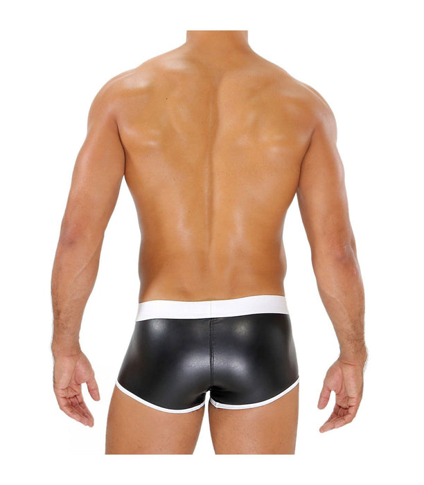 SexyMenUnderwear.com TOF PARIS Boxer FETISH Leatherette MicroFibre Boxers Leather-Look BK&Whit 11