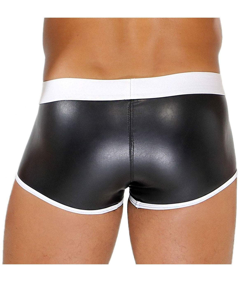 SexyMenUnderwear.com TOF PARIS Boxer FETISH Leatherette MicroFibre Boxers Leather-Look BK&Whit 11
