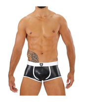 SexyMenUnderwear.com TOF PARIS Boxer FETISH Leatherette MicroFibre Boxers Leather-Look BK&Whit 11