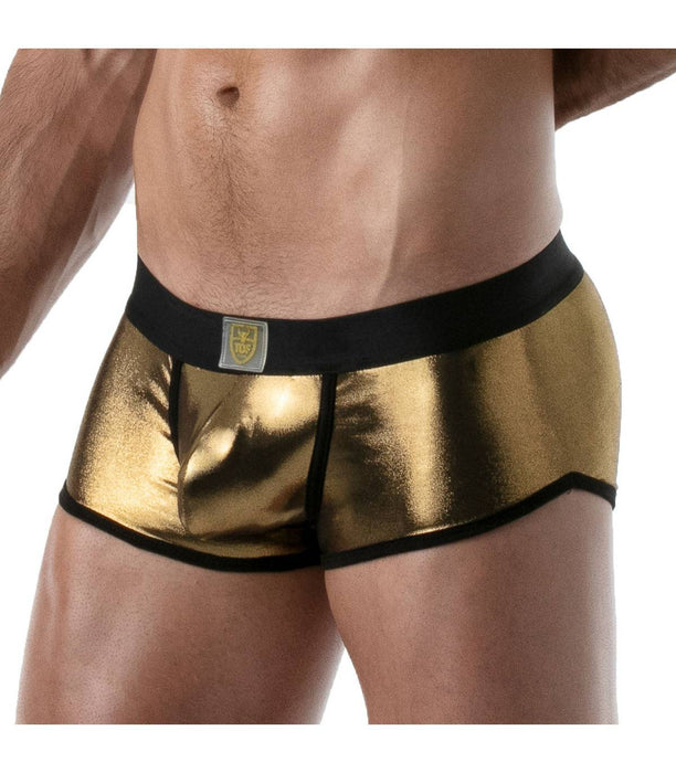 SexyMenUnderwear.com TOF PARIS Boxer Trunks Metal Collection Stretch Microfiber Gold 53