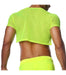 SexyMenUnderwear.com TOF PARIS Crop Top Very Soft Round Collared Shirt Neon Yellow 47