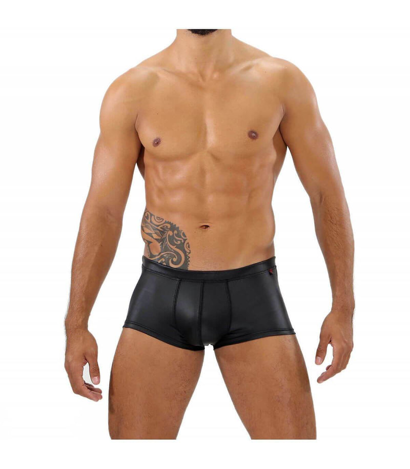 SexyMenUnderwear.com ''TOF PARIS'' DERI Boxer Fetish Leatherette Poly-Elastane Jersey Leather-Look 20