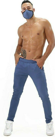SexyMenUnderwear.com TOF PARIS FASHION PANTS Stretchy Comfy Pant Styly Subtly Satin-Finish Blue T1
