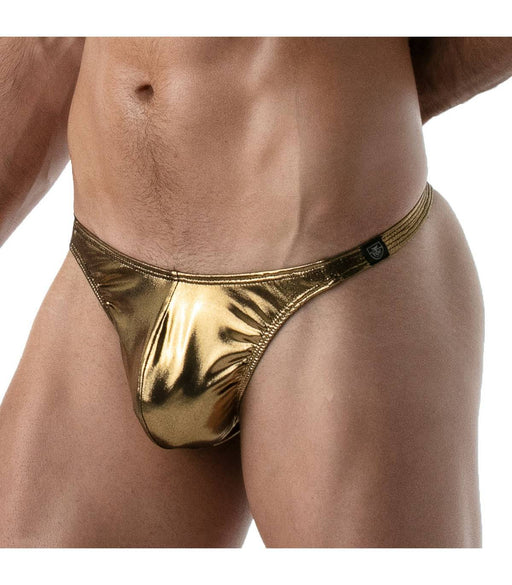 SexyMenUnderwear.com TOF PARIS G-String Stretchy Thong MicroFiber Metallic Golden 50