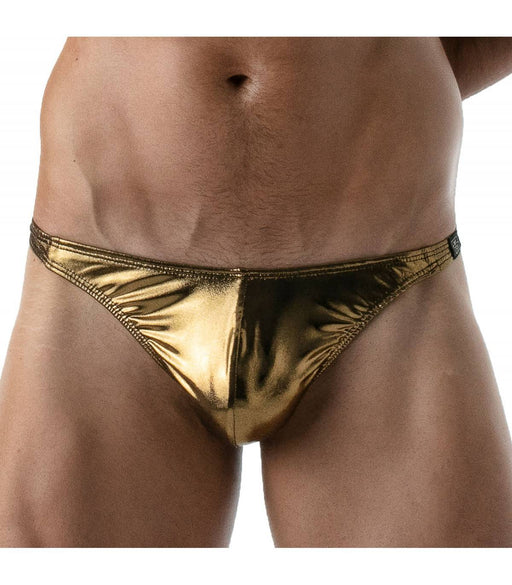 SexyMenUnderwear.com TOF PARIS G-String Stretchy Thong MicroFiber Metallic Golden 50