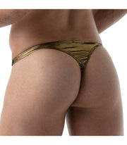 SexyMenUnderwear.com TOF PARIS G-String Stretchy Thong MicroFiber Metallic Golden 50