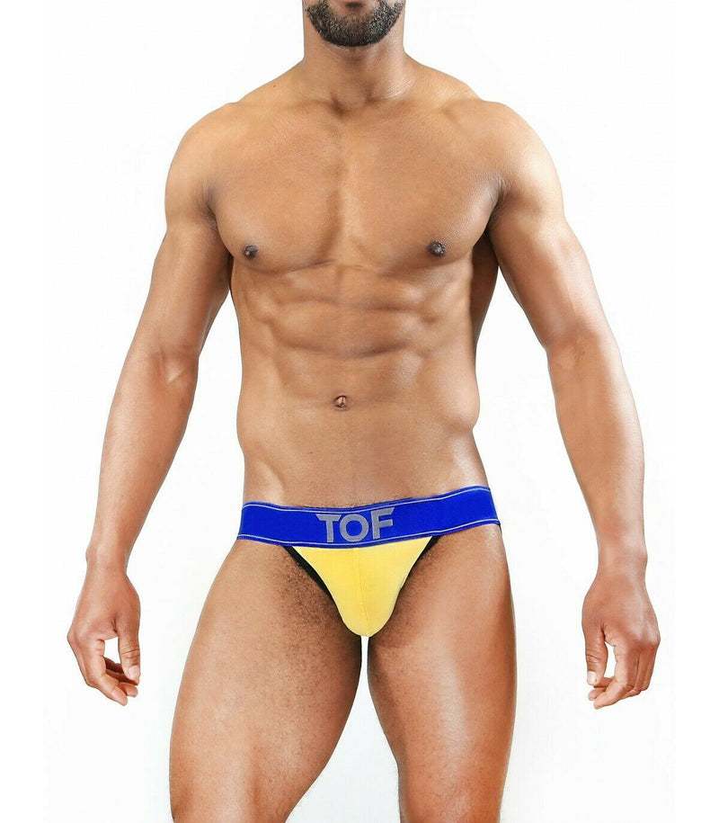 SexyMenUnderwear.com TOF PARIS JockStrap CARTER Sexy Cut Mens Jock Micro Modal Breathable Yel-Blu 9