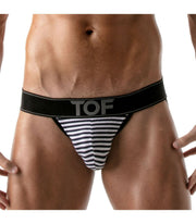 SexyMenUnderwear.com TOF PARIS Jockstrap Stripe Push Up Jock Cotton Jersey Navy-Black 19