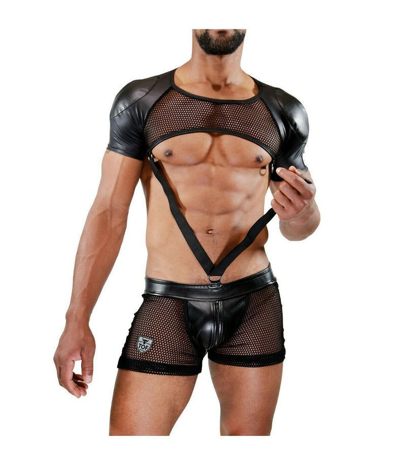 SexyMenUnderwear.com TOF PARIS LEATHERETTE HARNESS SPARTACUS GOGO LIGHT BLACK T1