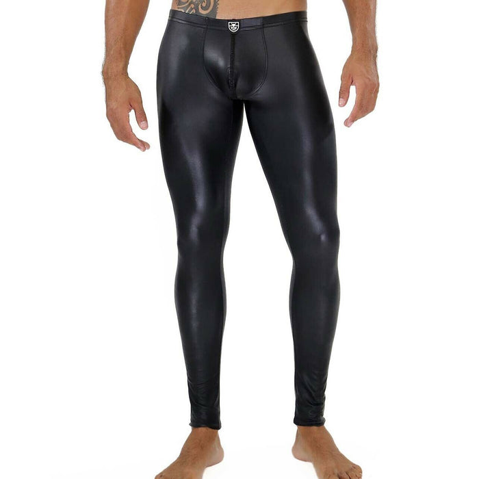 SexyMenUnderwear.com TOF PARIS Legging For Men FETISH Black Leggings Leather-Look Front Pouch 1