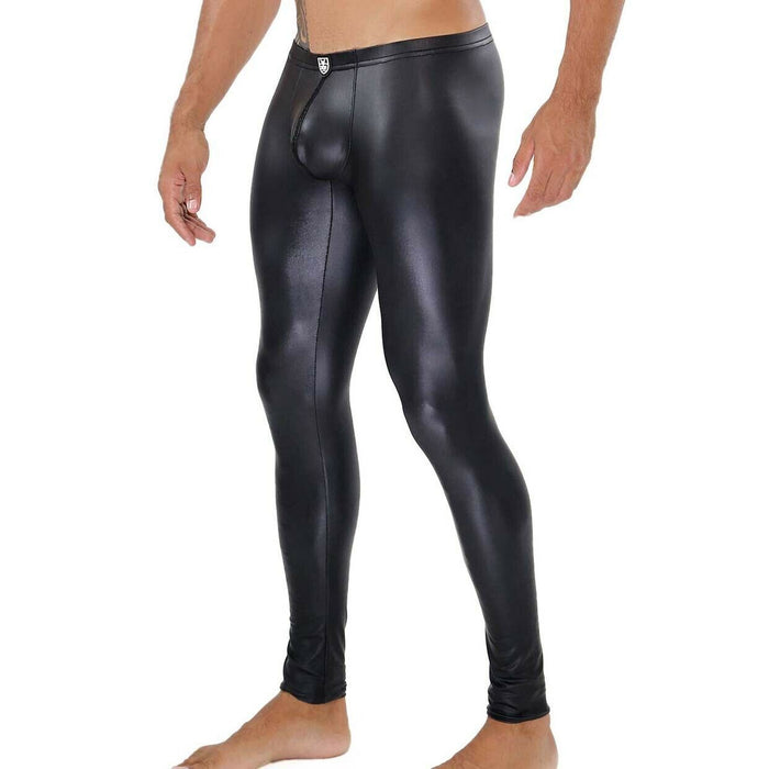 SexyMenUnderwear.com TOF PARIS Legging For Men FETISH Black Leggings Leather-Look Front Pouch T1