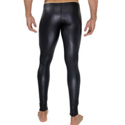 SexyMenUnderwear.com TOF PARIS Legging For Men FETISH Black Leggings Leather-Look Front Pouch T1