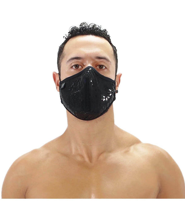 SexyMenUnderwear.com One Size TOF PARIS Mask GLITTER WASHABLE Face Masks & NOZE CLIP 2-Layer Sparkle Black