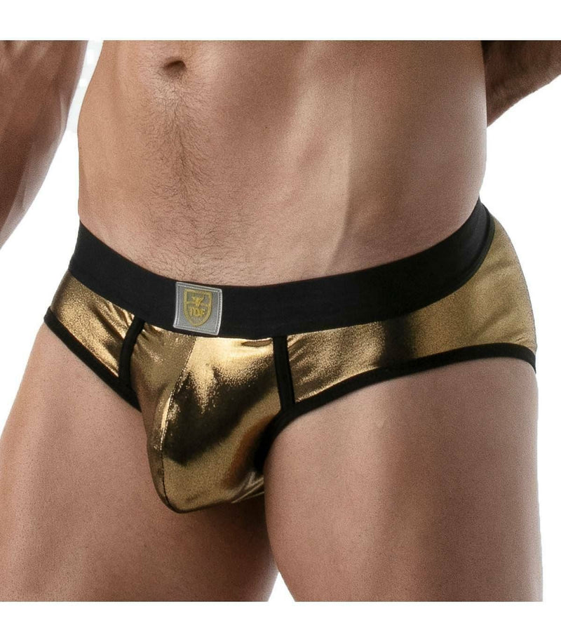 SexyMenUnderwear.com TOF PARIS Metal Brief Metallic Breathable Gold Briefs 55