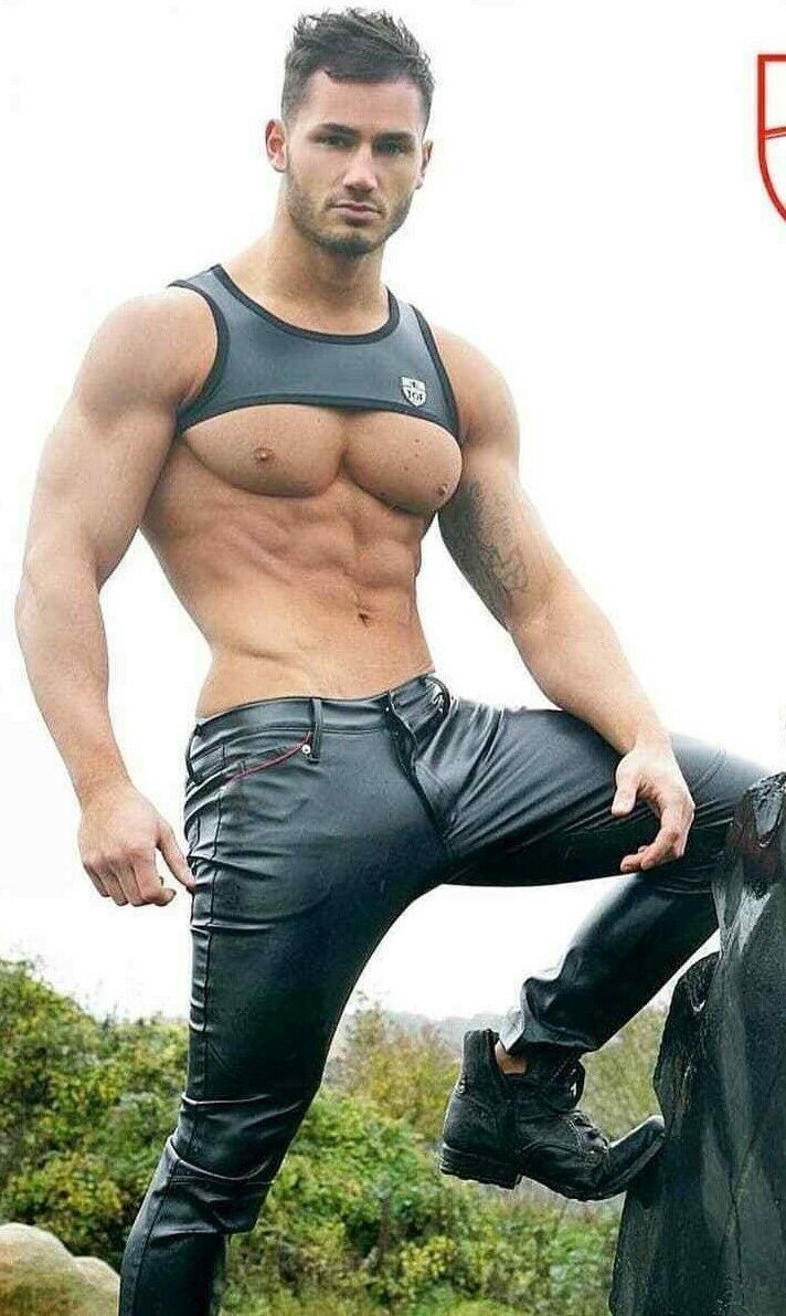 SexyMenUnderwear.com TOF PARIS Pants GLADIATOR Leather Trousers Rubber Look Low Waist Pantalon Virile