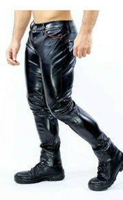 SexyMenUnderwear.com TOF PARIS Pants GLADIATOR Leather Trousers Rubber Look Low Waist Pantalon Virile