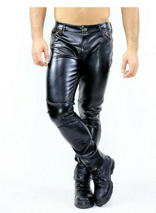 SexyMenUnderwear.com TOF PARIS Pants GLADIATOR Leather Trousers Rubber Look Low Waist Pantalon Virile