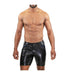 SexyMenUnderwear.com TOF PARIS Short GLADIATOR Faux Leather Long Shorts Tight Fit Black & Blue 33