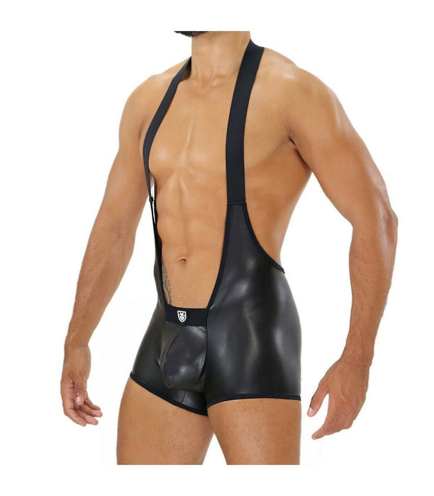 SexyMenUnderwear.com TOF PARIS Singlet BodySuit FETISH One Piece Wrestler Outfit Leather-look black 2