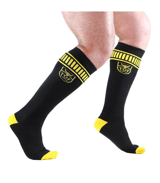 SexyMenUnderwear.com S/M TOF PARIS Socks Footish Sock Chaussettes Sport Ankle Tight Black & Yellow 35