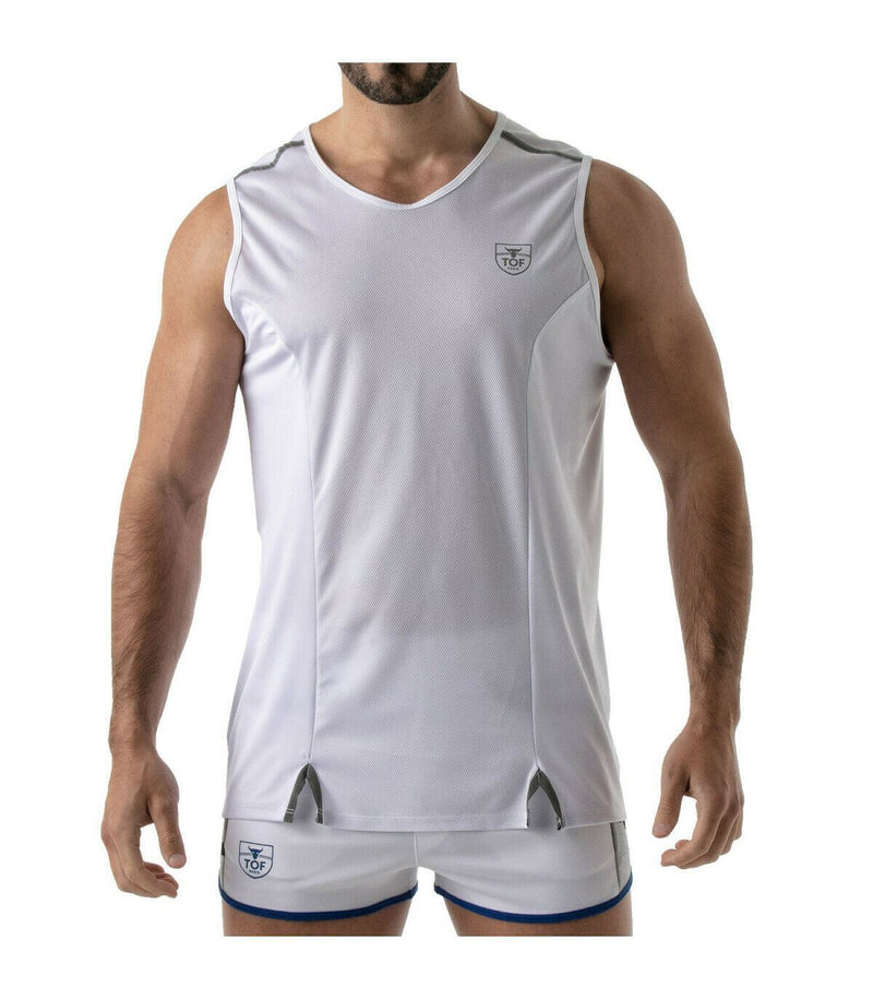 SexyMenUnderwear.com TOF PARIS Tank top Sport Gym Total Protection TankTop White T8