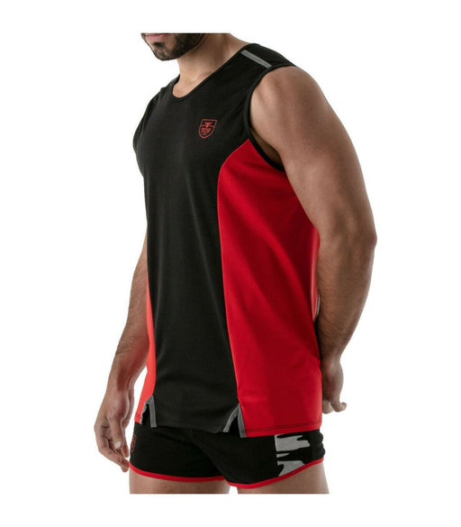SexyMenUnderwear.com TOF PARIS Tanktop Gym Total Protection Tank Top Black & Red T8