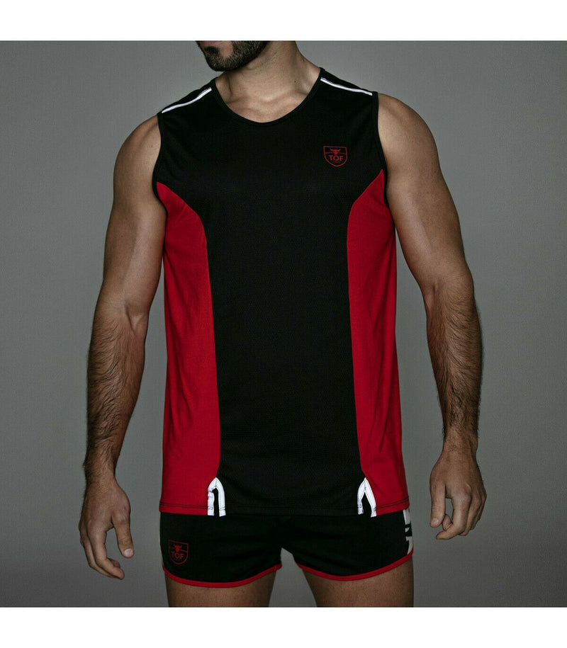 SexyMenUnderwear.com TOF PARIS Tanktop Gym Total Protection Tank Top Black & Red T8