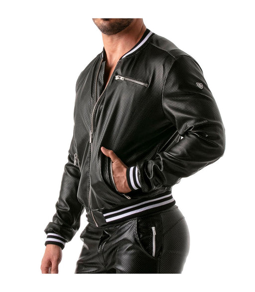 SexyMenUnderwear.com TOF PARIS Vest Jacket Pilot Bomber Elegant Breathable Leather Look Zip Jackets