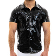 SexyMenUnderwear.com VIRAL VINYL SHIRT MODUS VIVENDI SHIRT MUSCLE FIT BLACK 08041 80