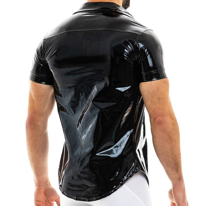 SexyMenUnderwear.com VIRAL VINYL SHIRT MODUS VIVENDI SHIRT MUSCLE FIT BLACK 08041 80