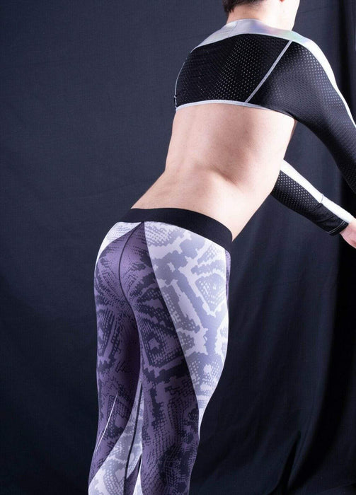 SexyMenUnderWear Mens Legging Tight Fit SportsWear Meggings Fashion Design Gray
