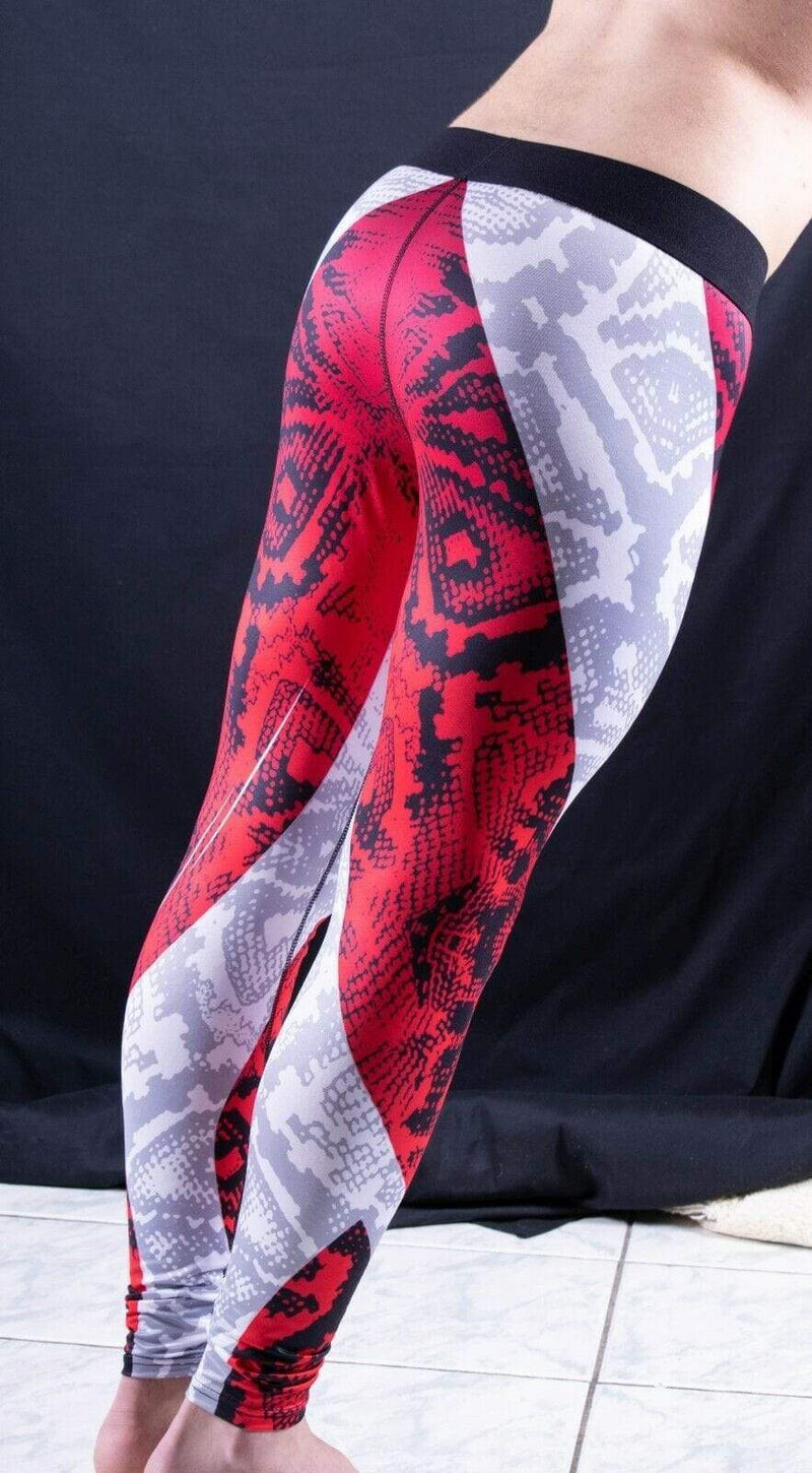 SexyMenUnderWear Mens Leggings Tight-Fit Sporty Leggings Fashion Look Meggings RED