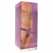 Shots Toys Ouch! Hollow Twisted Strap-On Purple 8 Inch With Jockstrap O/S