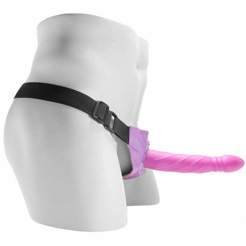 Shots Toys Ouch! Hollow Twisted Strap-On Purple 8 Inch With Jockstrap O/S