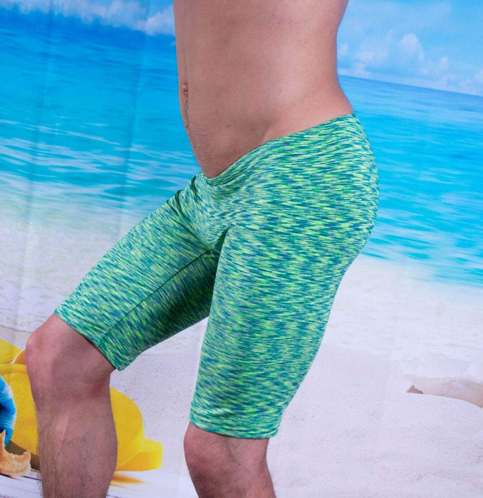 SMALL Skinz SwimWear Long Mens Swimsuits Maillot Homme Long Shorts Green 4 - SexyMenUnderwear.com