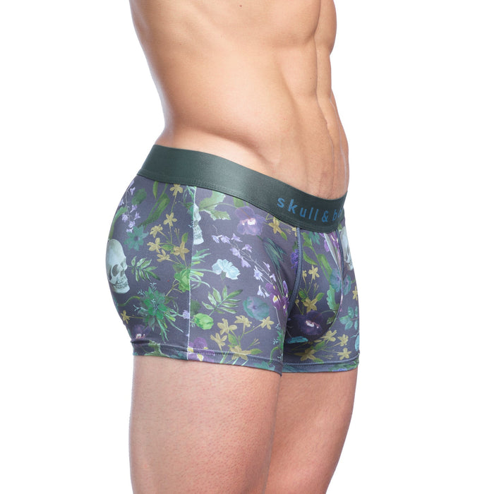 SKULL & BONES Boxer Trunk Hand-Painted Floral Dutch Green Luxurious Fabric