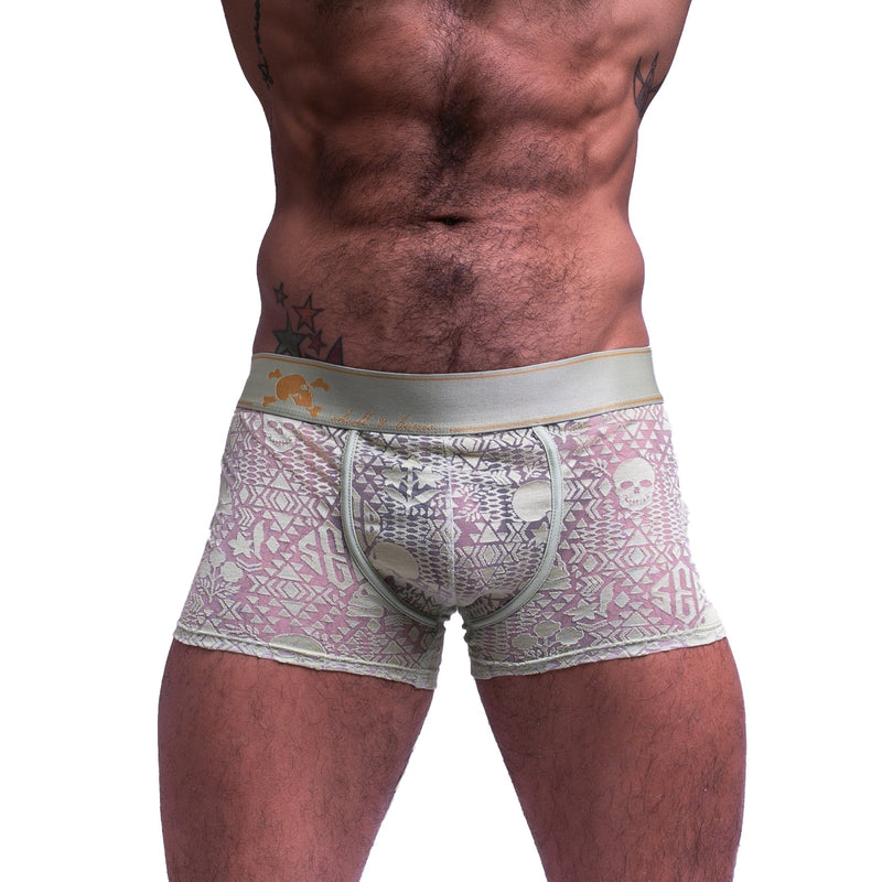 SKULL & BONES Boxer Trunk Lace Luxurious Cotton Single Layer Burnout Green 3