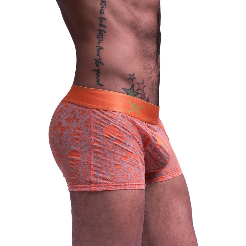 SKULL & BONES Boxer Trunk Lace Luxurious Cotton Single Layer Burnout Orange 1