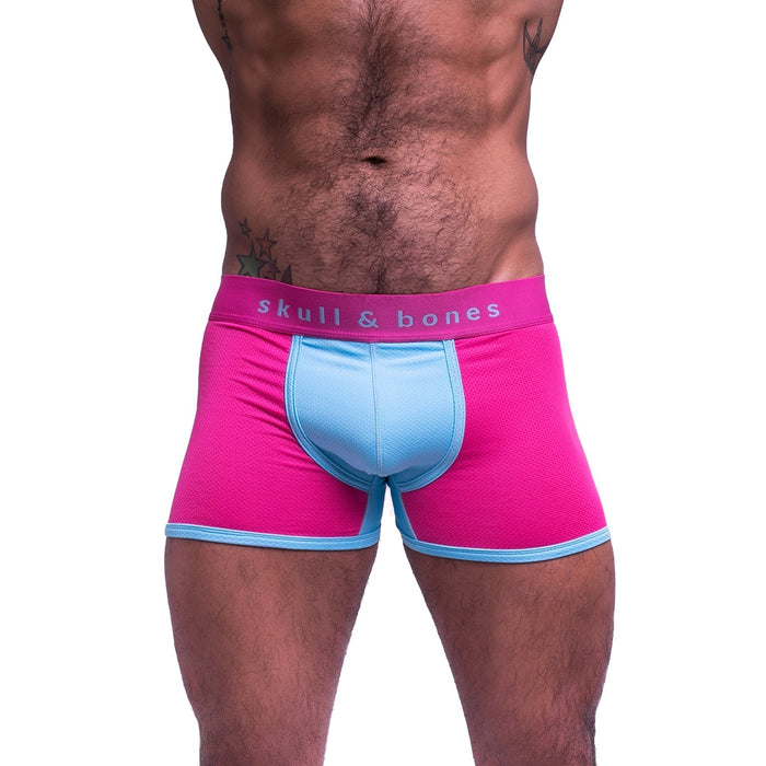 SKULL & BONES Boxer Trunk Sport Mesh Double Layer Fabric Gusset Neon Pink 12