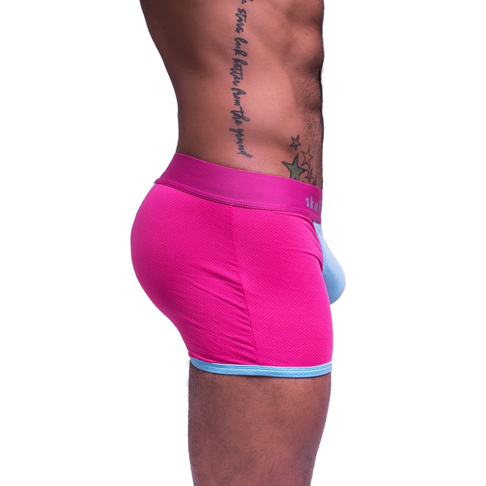 SKULL & BONES Boxer Trunk Sport Mesh Double Layer Fabric Gusset Neon Pink 12