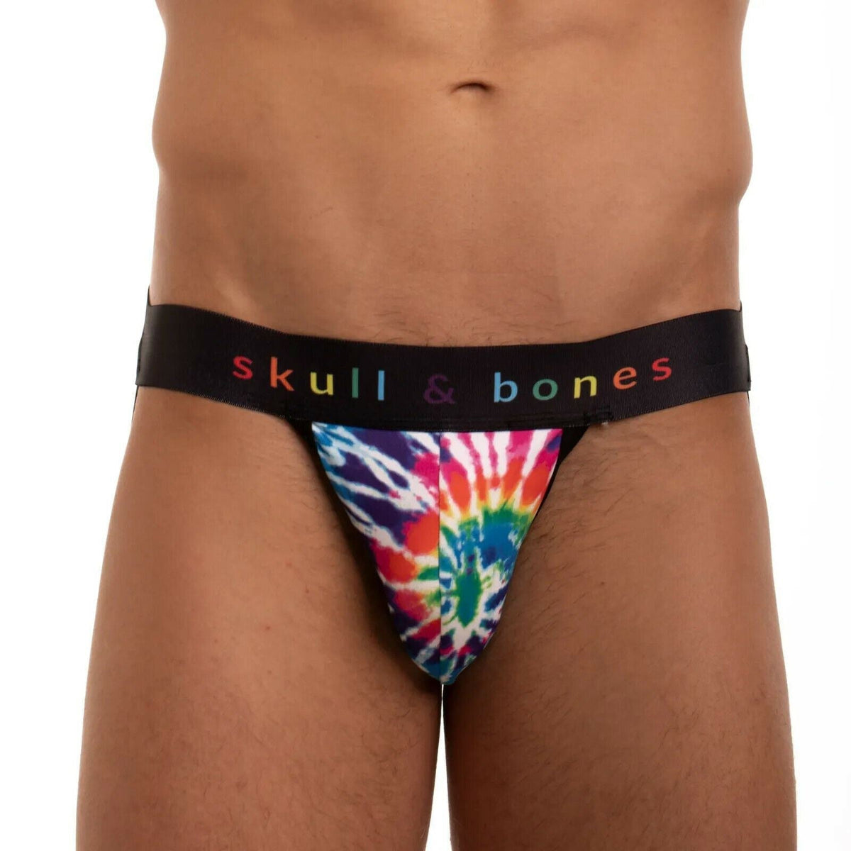 SKULL & BONES Jockstrap Gay Pride TIE DYE Jock Wild Rainbow Super Soft 22 —