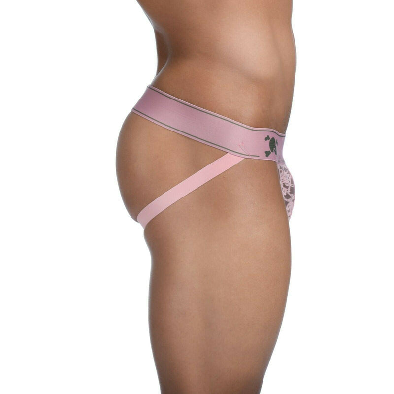SKULL & BONES Lace Jock Love Bite Burnout Sheer Jockstrap Burnout Pink 14
