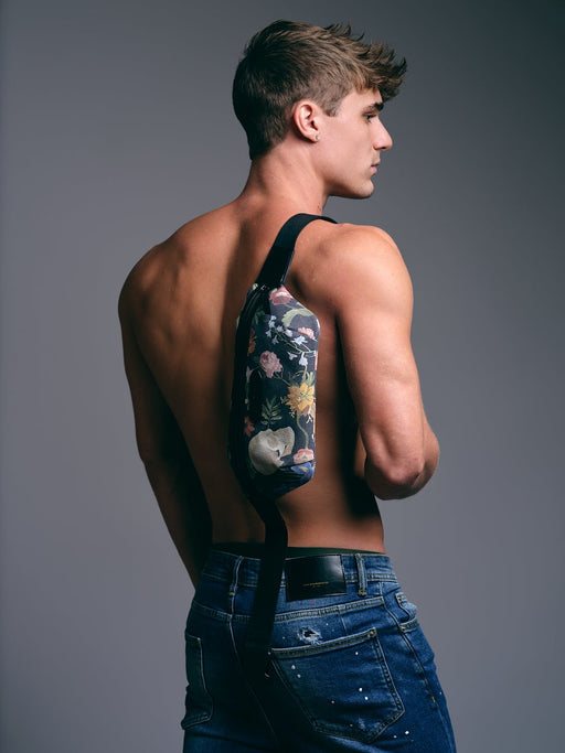 SKULL & BONES Men Hip Pack Dutch Floral Stylish Refined Leather Accessory