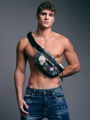 SKULL & BONES Men Hip Pack Dutch Floral Stylish Refined Leather Accessory