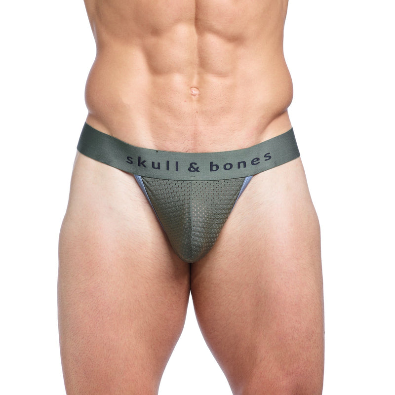 SKULL & BONES Mesh Thongs Performance Contour Pouch Sport Thong Army Green 9