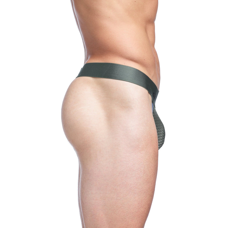 SKULL & BONES Mesh Thongs Performance Contour Pouch Sport Thong Army Green 9