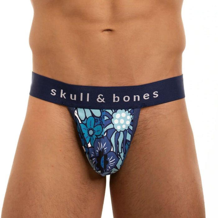 SKULL & BONES Night Bloom Thongs 2-Layer Contoured Pouch Floral Blue Thong 19