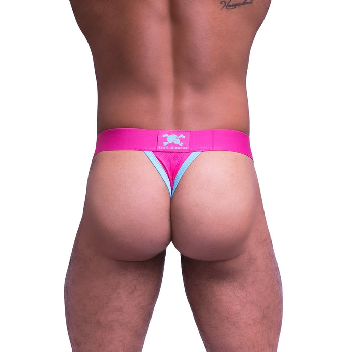 SKULL & BONES Sport Mesh Thongs Flat-Lock Stitching Throughout Neon Pink Thong 7