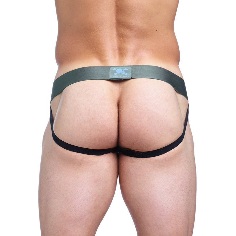 SKULL & BONES Stetchy Jockstrap Hand-Painted Dutch Floral Green Jock